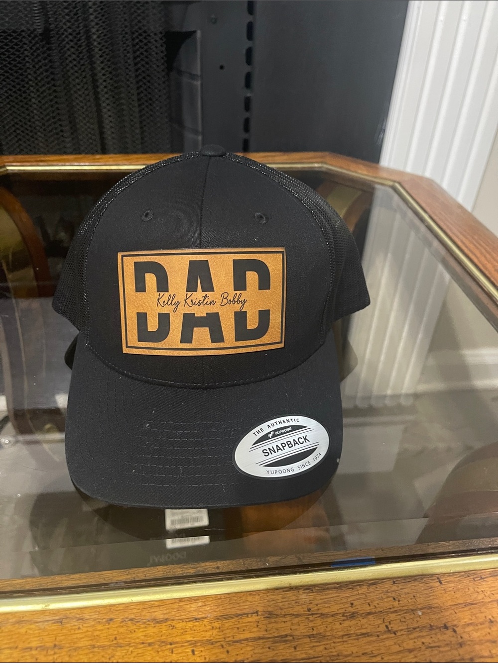 Black 'DAD' Patch Snapback Cap